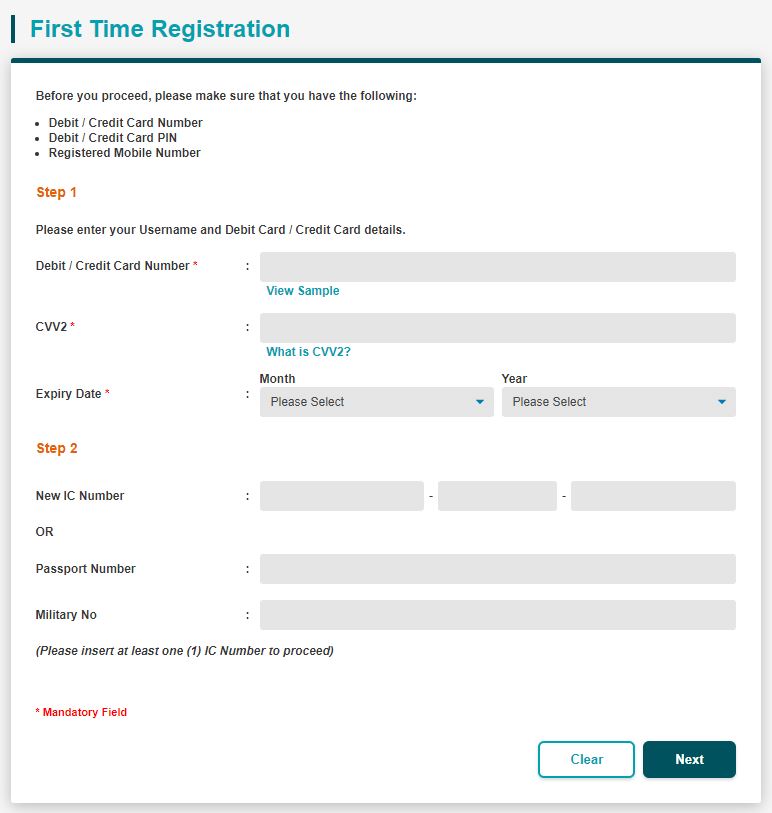 First Time Registration MyBSN