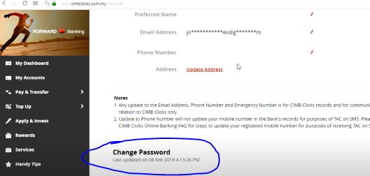 Change Password CIMB